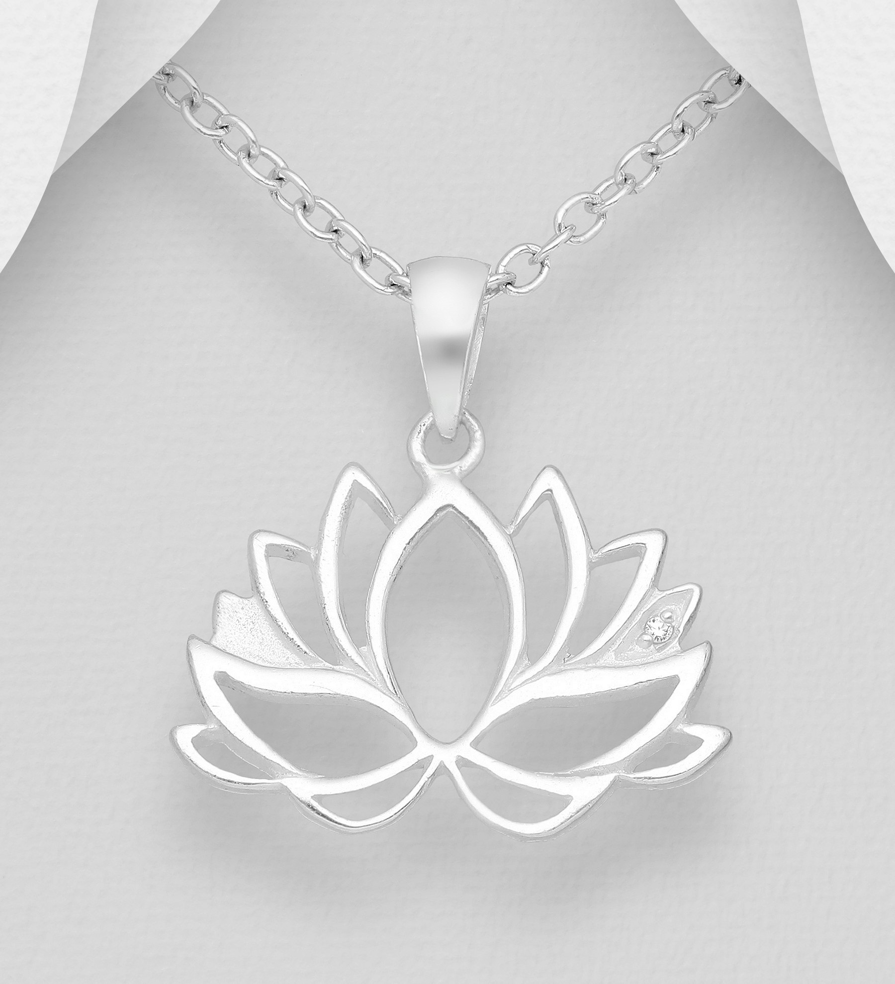 Silverhalsband vacker Lotusblomma - elegant halsband till tjej/ dam i äkta 925 sterling silver