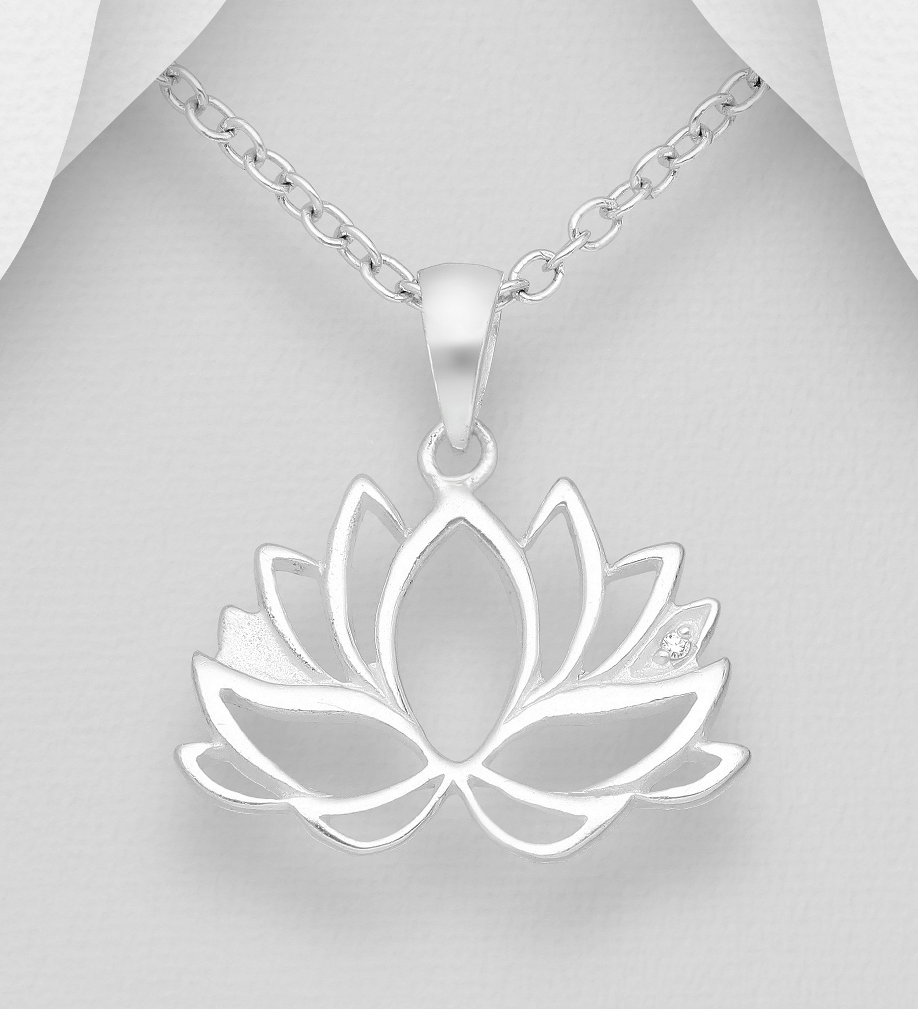 Silverhalsband vacker Lotusblomma - elegant halsband till tjej/ dam i äkta 925 sterling silver