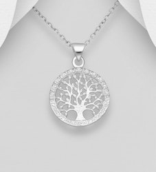 Silverhalsband - smycke med glittrande Livets träd i silver