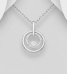 Silverhalsband elegant runt smycke med cubic sten