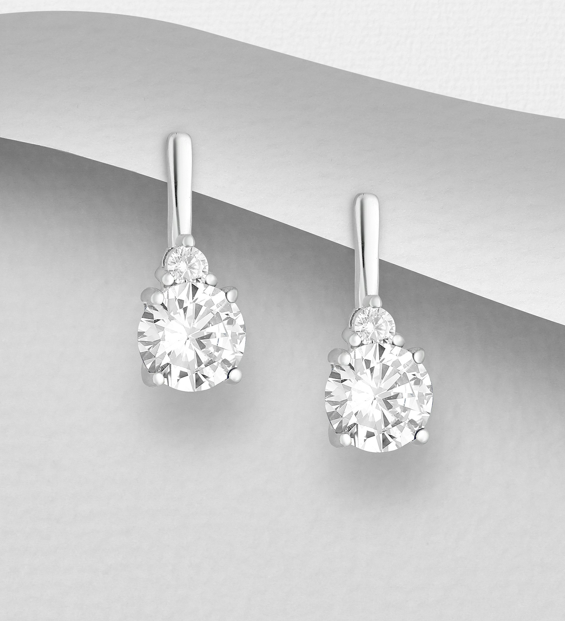 Silverörhängen elegant design med runda stenar - stilfulla örhängen till tjej/ dam i äkta 925 sterling silver
