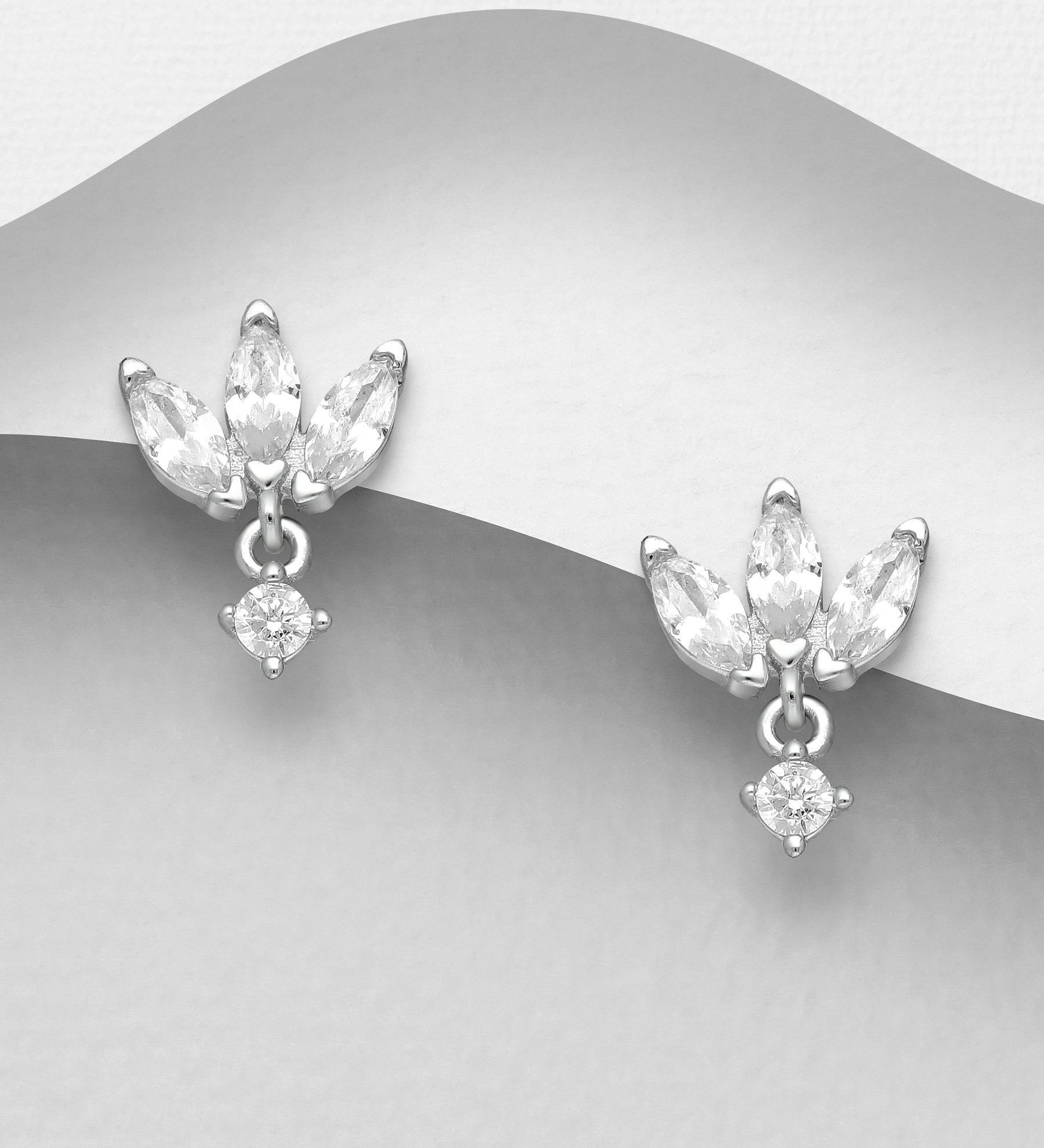 Silverörhängen eleganta med glittrande cubic - örhängen till tjej/ dam i 925 sterling silver