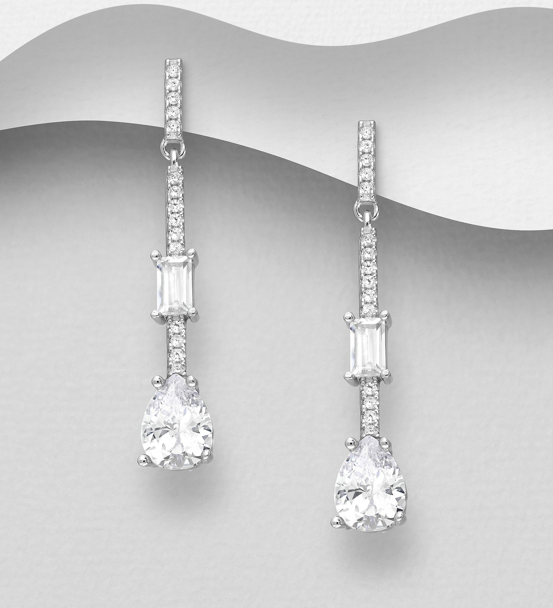 Silverörhängen stilfulla långa hängande med vackra stenar - örhängen till tjej/ dam i 925 sterling silver