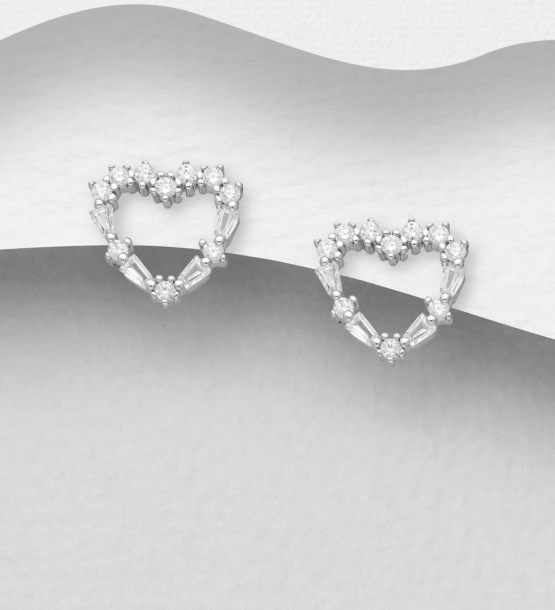 Silverörhängen vackra Hjärtan med eleganta stenar - örhängen till tjej/ dam i äkta 925 sterling silver