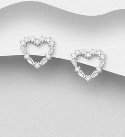 Silverörhängen vackra Hjärtan med eleganta stenar