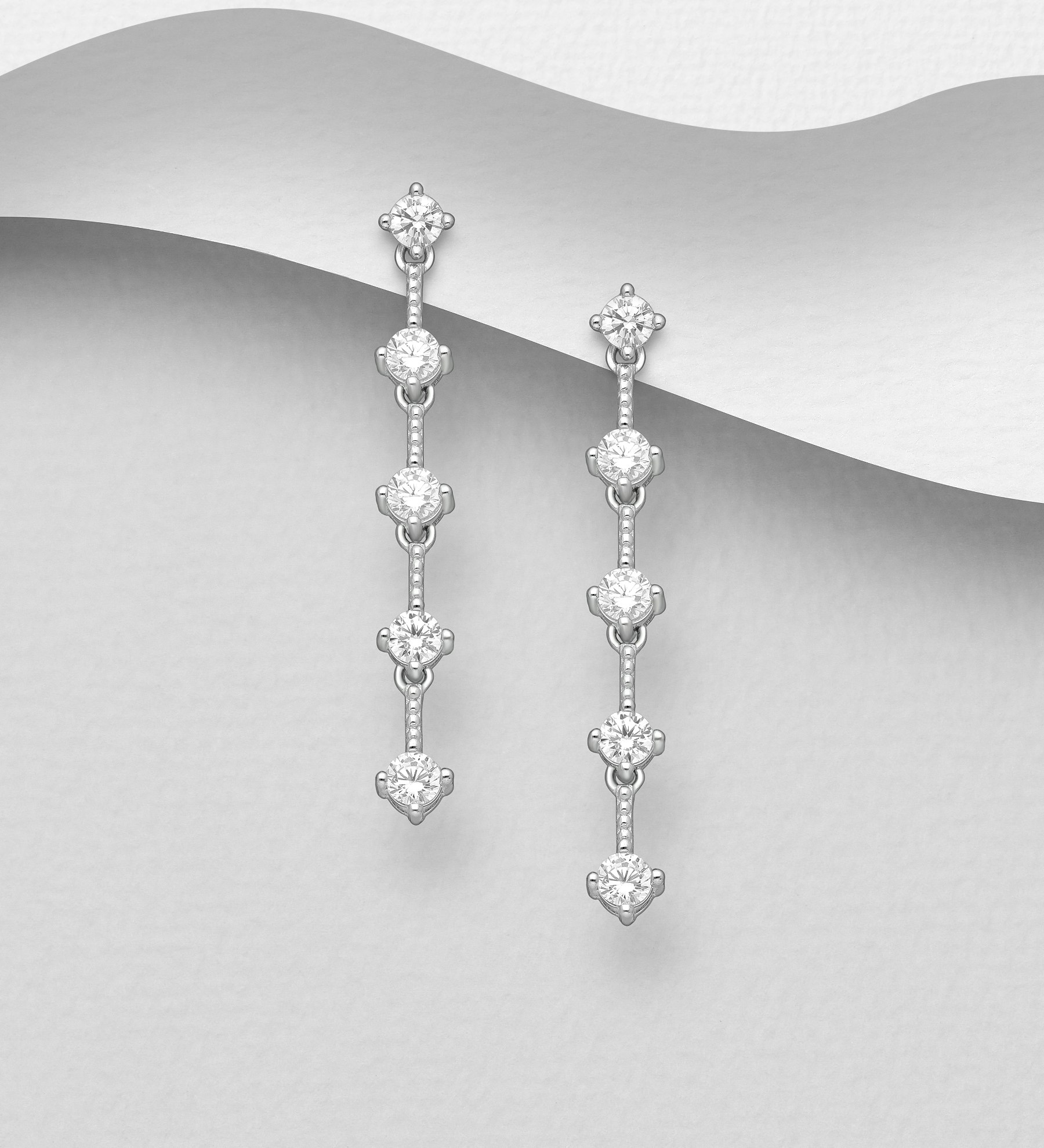 Silverörhängen vackra hängande örhängen med fem stenar - till tjej/ dam i äkta 925 sterling silver