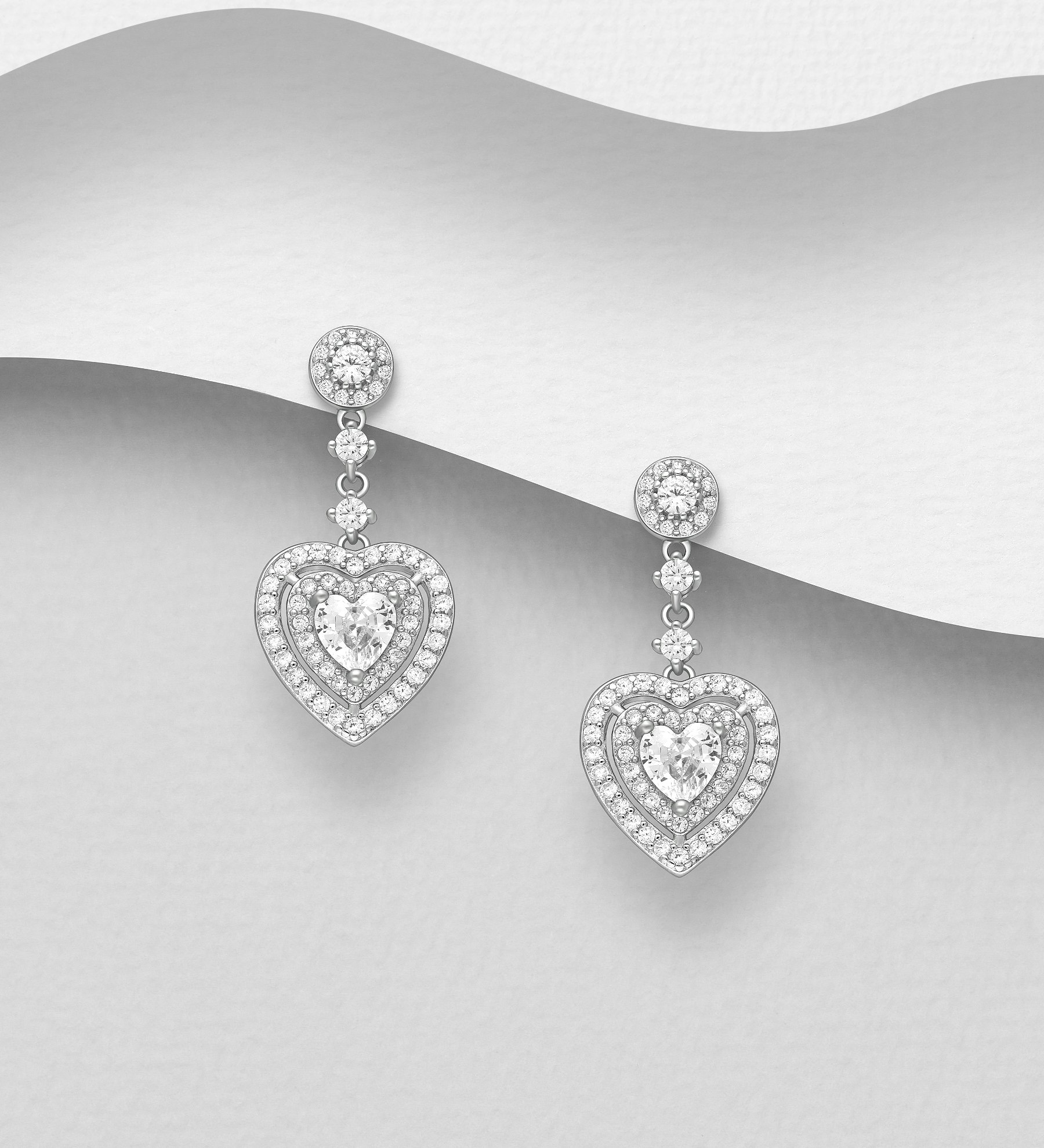 Silverörhängen fantastiskt vackra hängande Hjärtan - örhängen till tjej/ dam i äkta 925 sterling silver