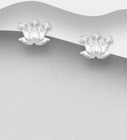 Silverörhängen vackra Lotusblommor i äkta 925 silver