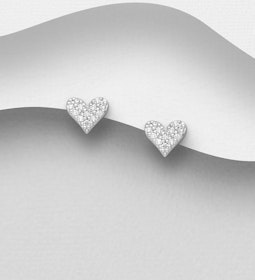 Silverörhängen kärleksfulla Hjärtan fyllda av cubic stenar