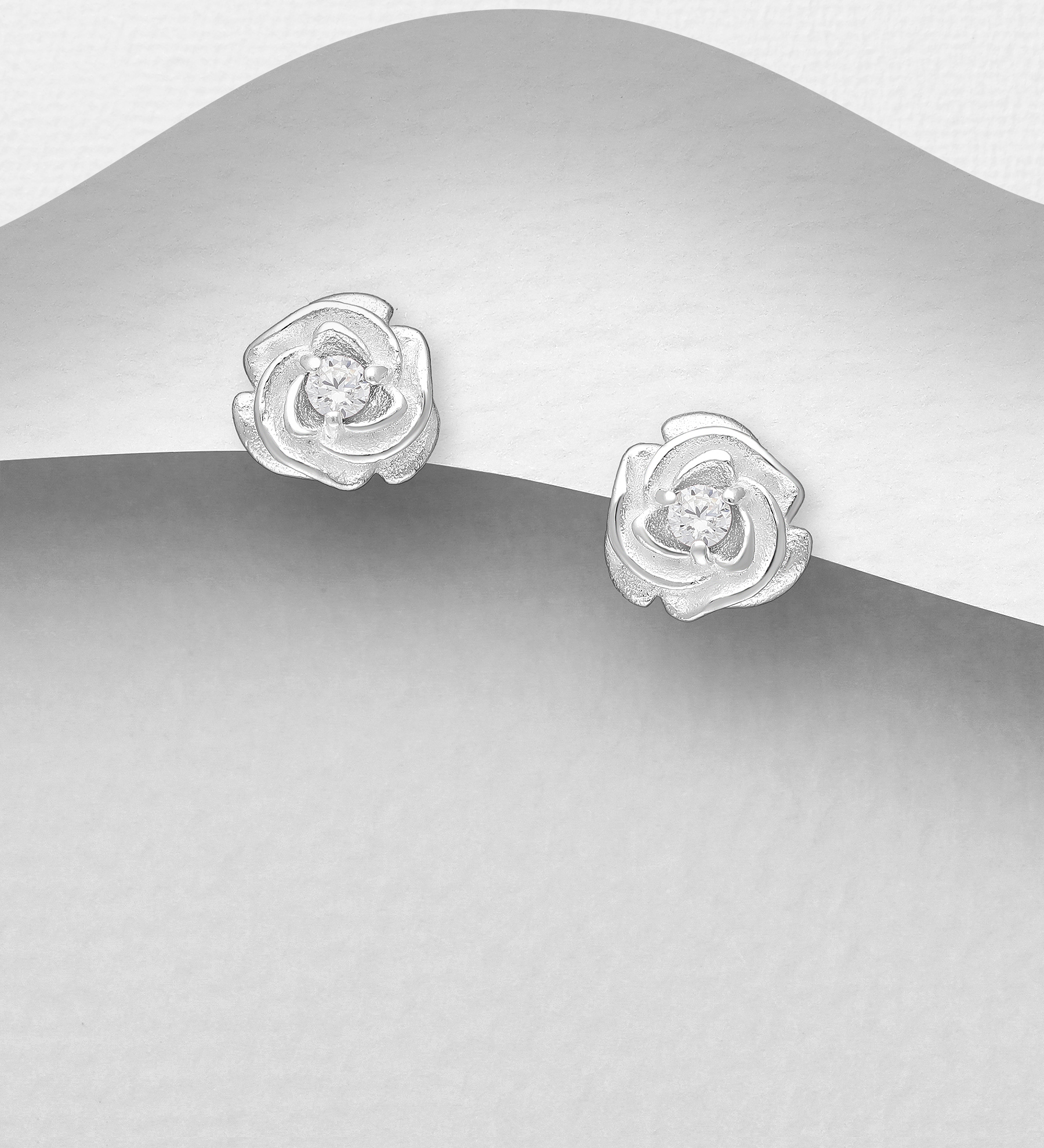 Silverörhängen rosor med cubic sten - vackra örhängen till tjej/ dam i äkta 925 sterling silver