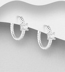 Silverörhängen - eleganta hoops med runda cubic stenar