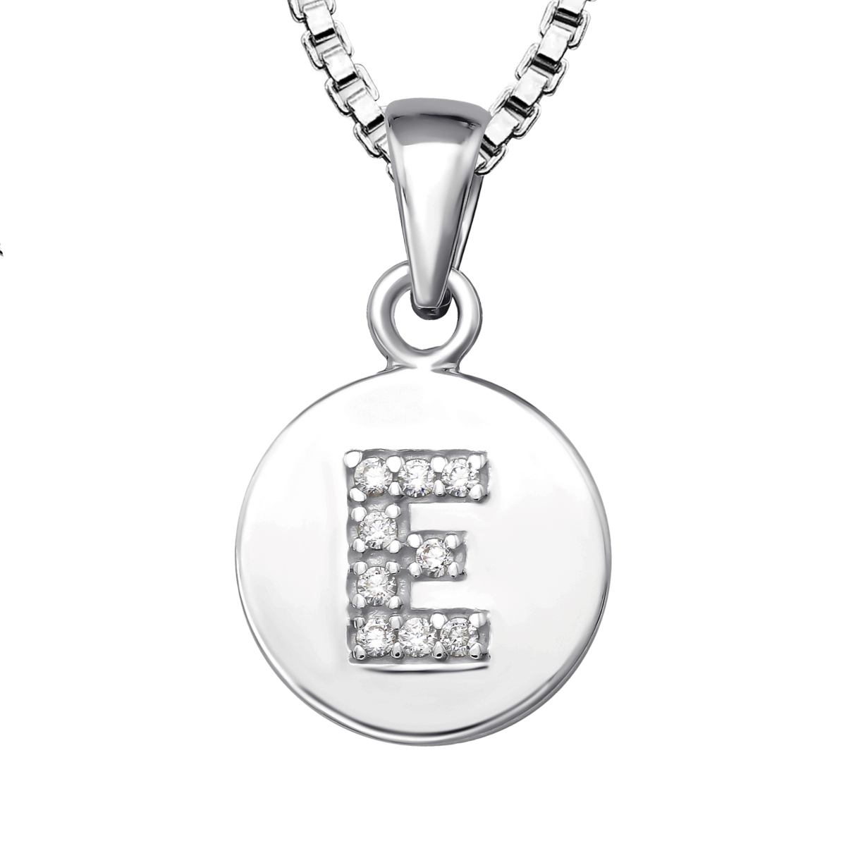 Halsband till pojke med berlock bokstav E i äkta 925 sterling silver