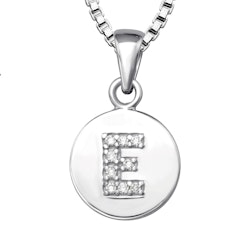 Halsband till pojke med bokstav E i äkta 925 sterling silver
