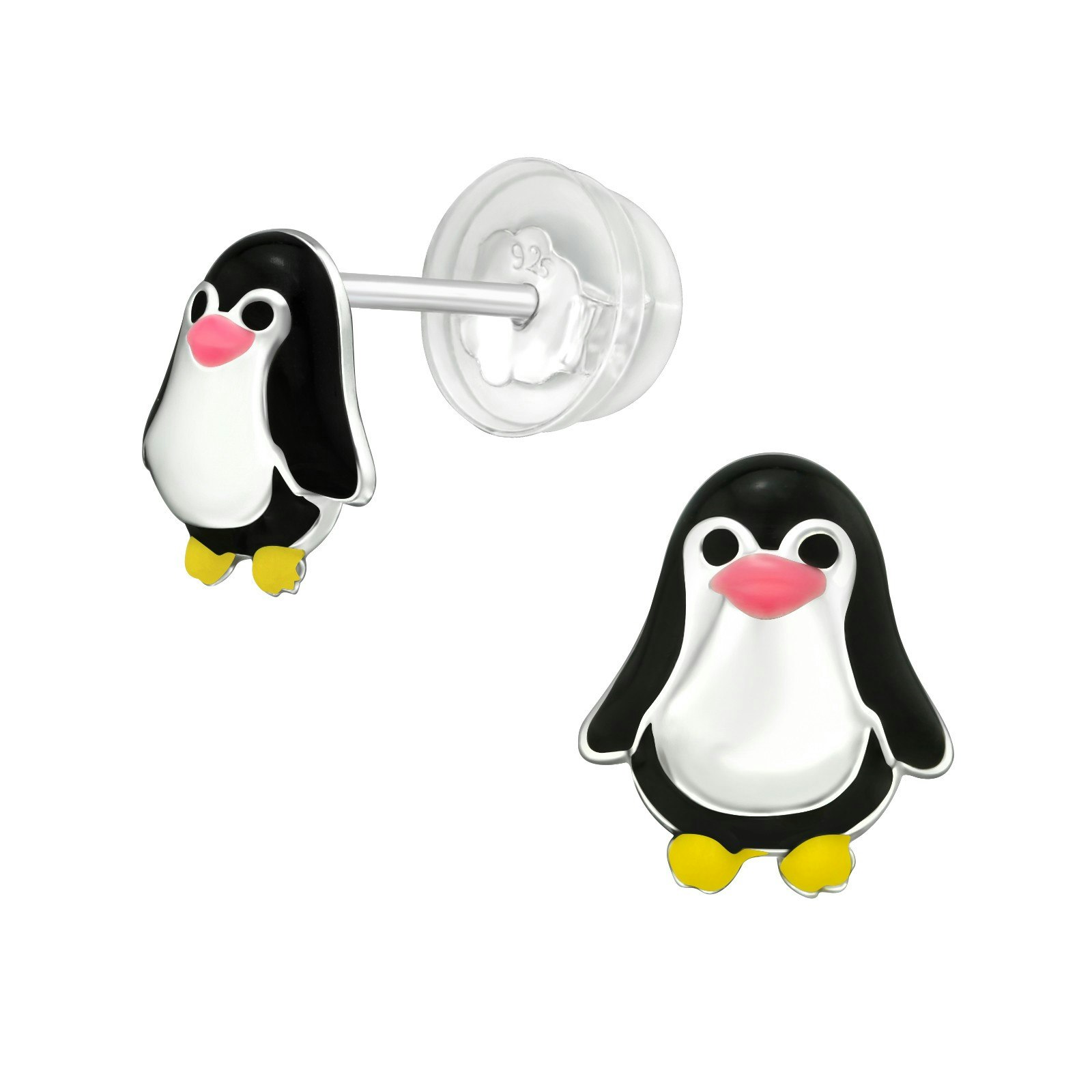 Barnörhängen Pingvin - söta örhängen till barn med pingviner i äkta 925 sterling silver