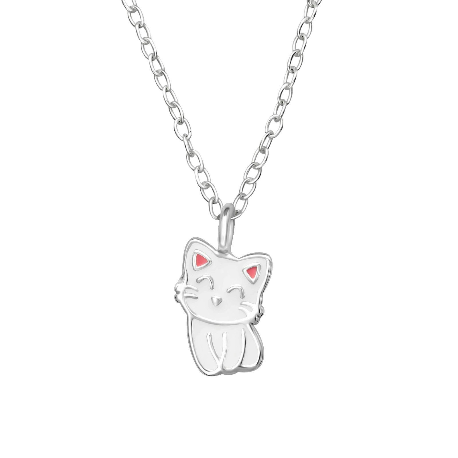 Barnhalsband Katt - sött halsband till barn i äkta 925 sterling silver