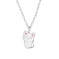 Barnhalsband Katt - sött halsband till barn i äkta 925 silver