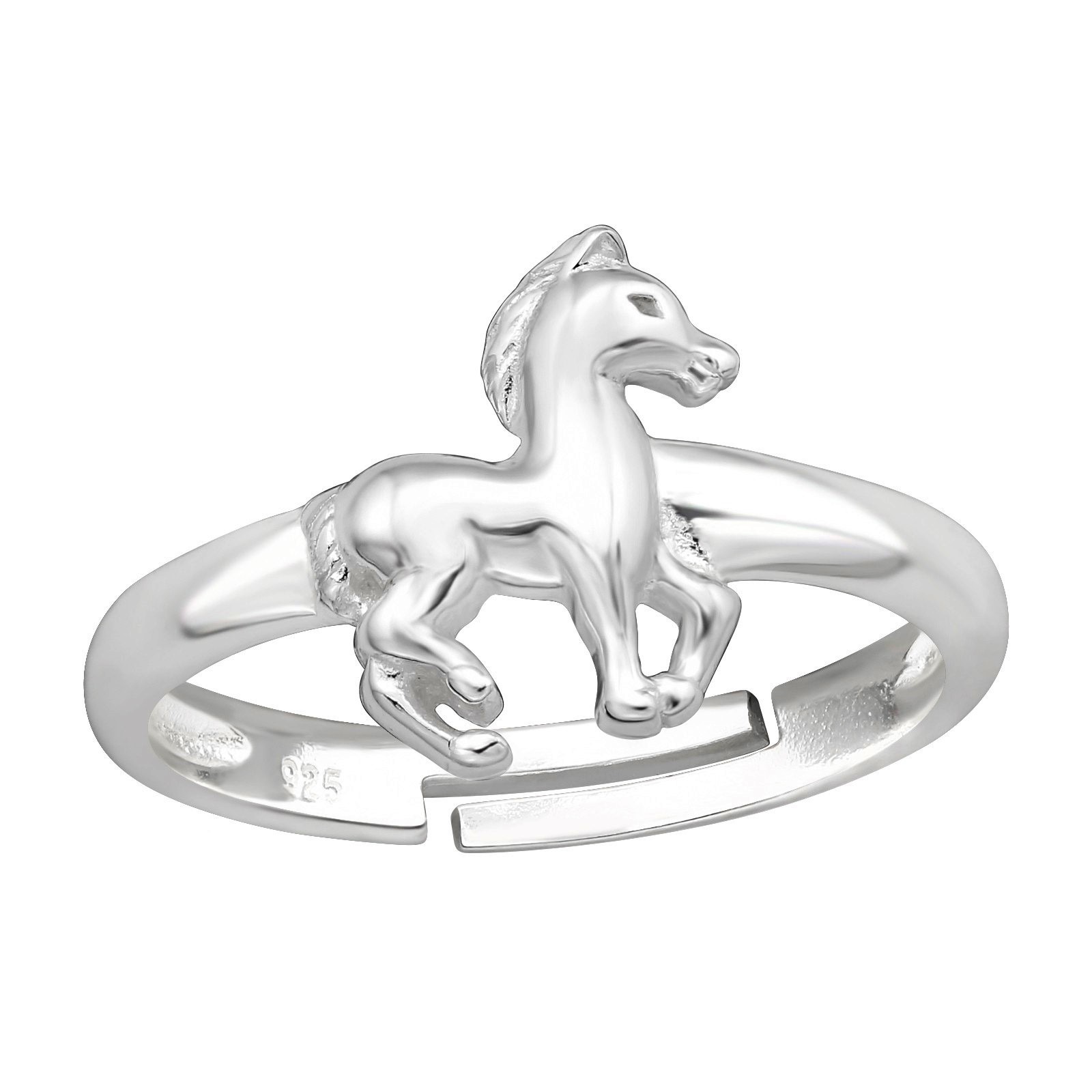 Ring till barn Häst - söt, justerbar silverring - en barnring i äkta silver