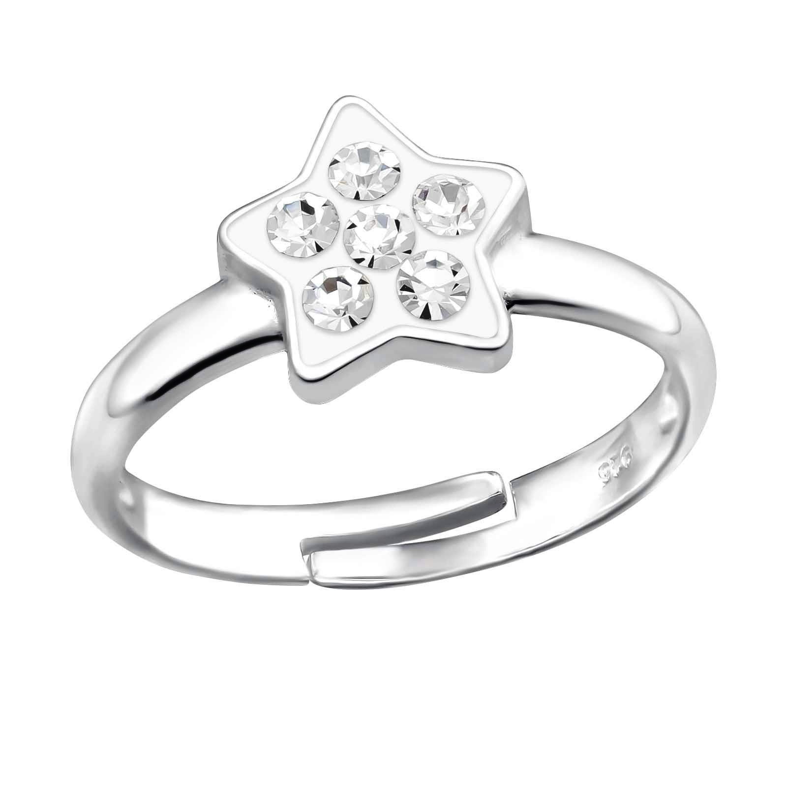 Ring till barn Stjärna glittrande - söt, justerbar silverring - en barnring i äkta 925 silver