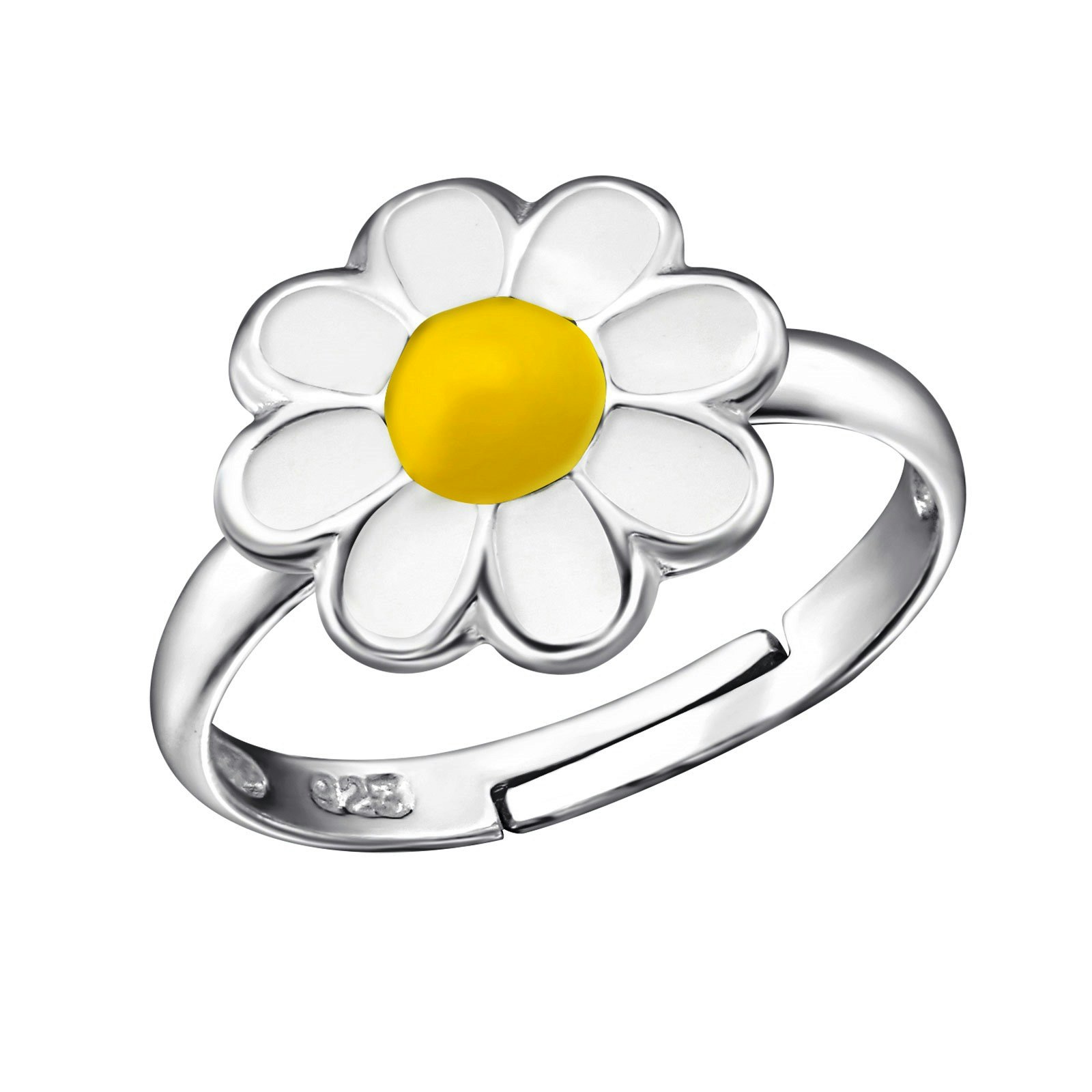 Ring till barn Prästkrage - söt, justerbar silverring - en barnring i äkta 925 sterling silver