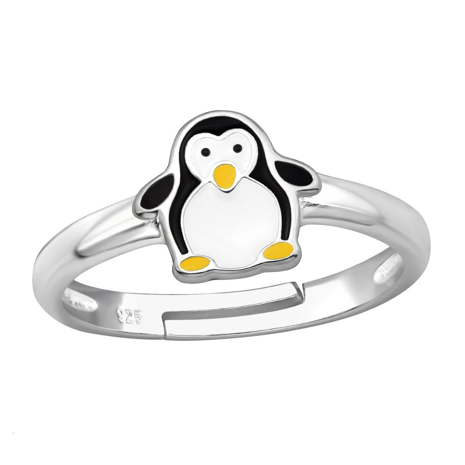 Ring till barn Pingvin - söt, justerbar silverring - en barnring i äkta silver