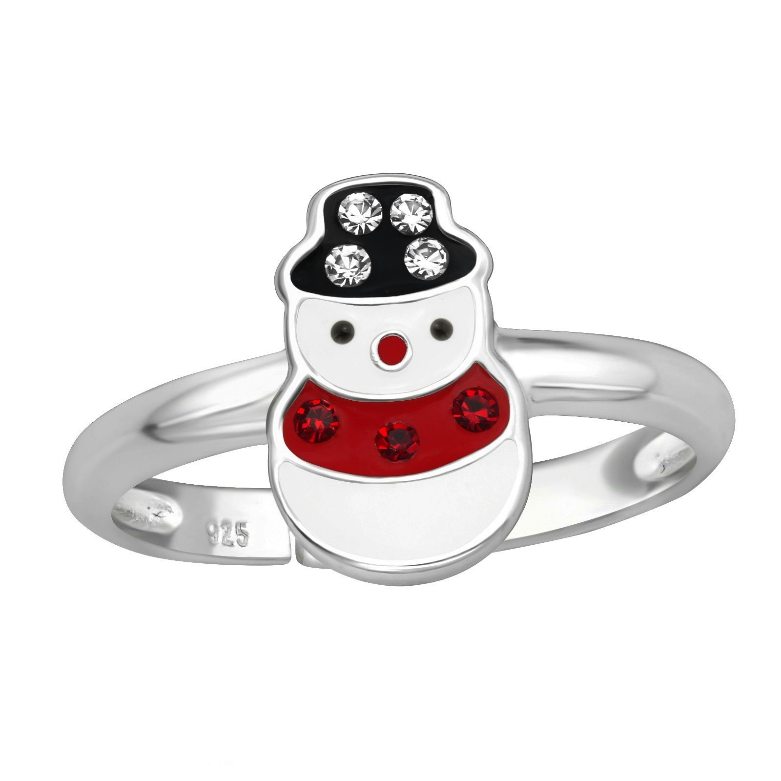 Barnring Snögubbe - söta julsmycken till barn i äkta silver - fin ring med julmotiv