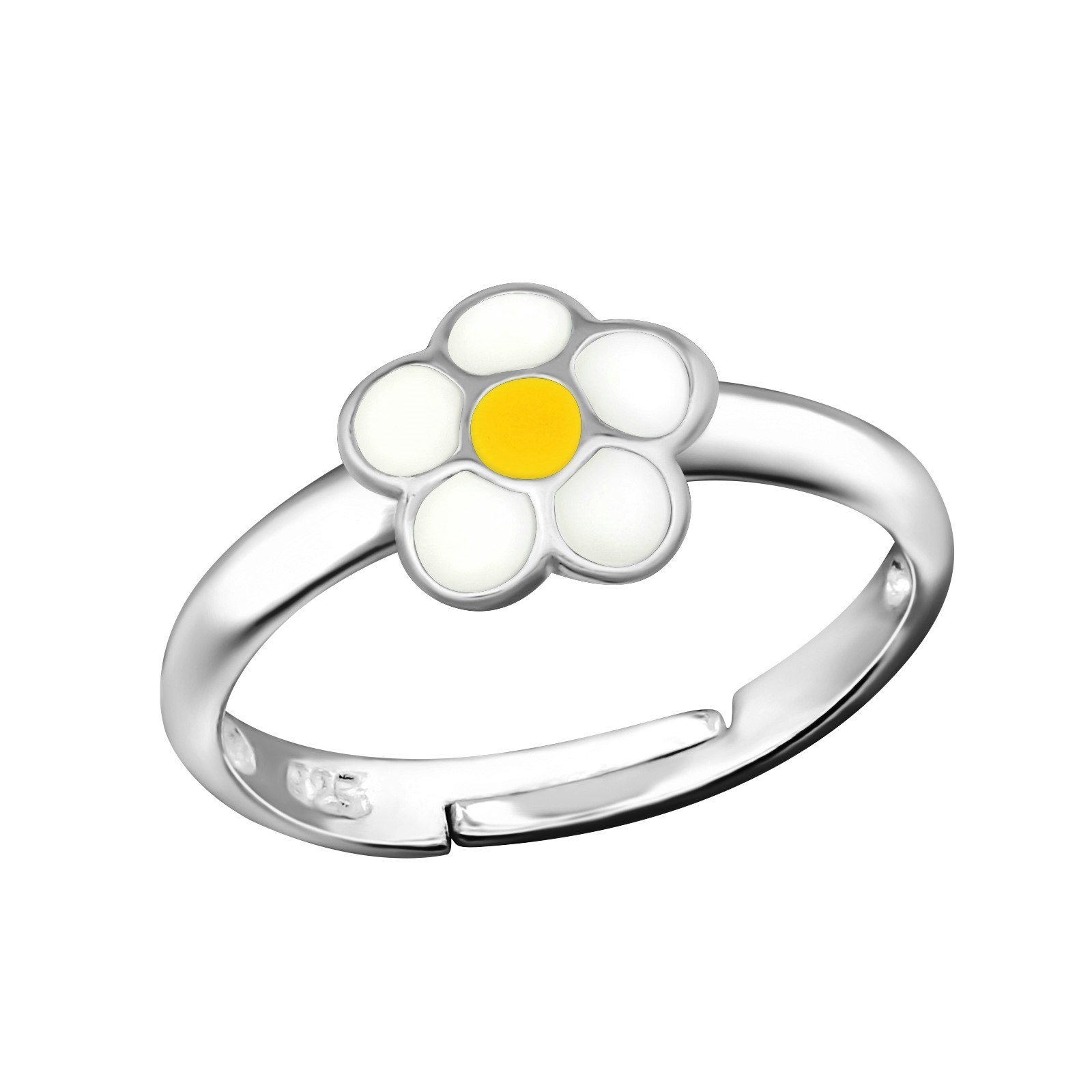 Ring till barn Prästkrage - söt, justerbar silverring - en barnring i äkta 925 sterling silver