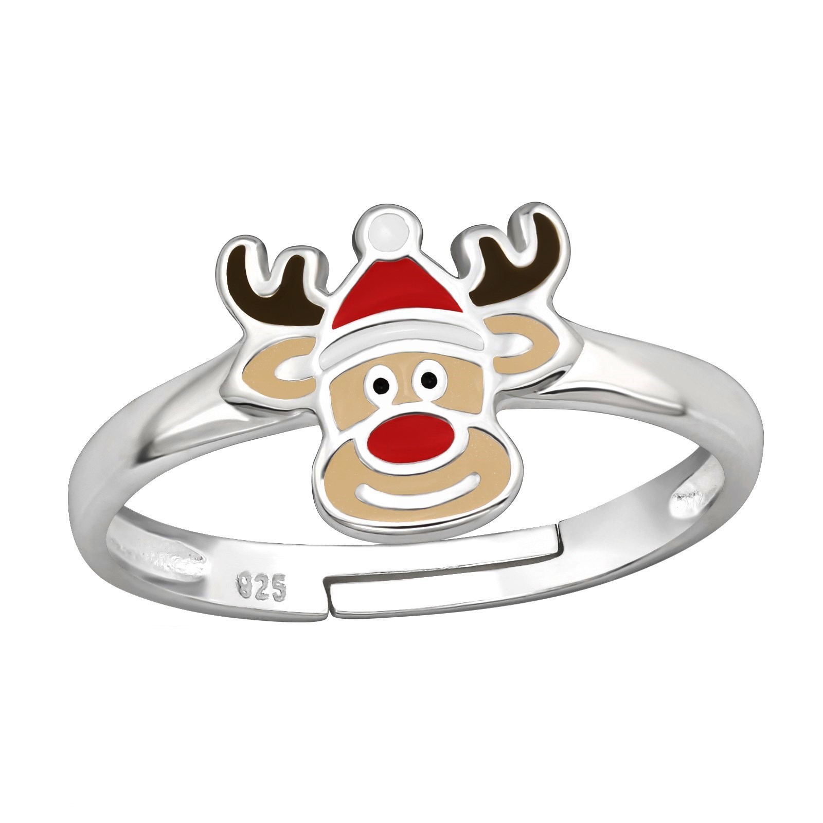 Julsmycken till barn - barnring Ren i äkta silver - ring med julmotiv