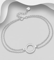 Silverarmband dubbelt med ring - äkta 925 silver