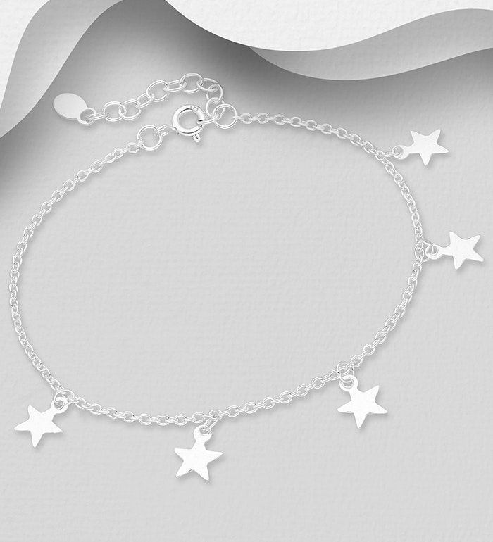 Silverarmband med hängande Stjärnor - sött armband till tjej/ dam i äkta 925 sterling silver