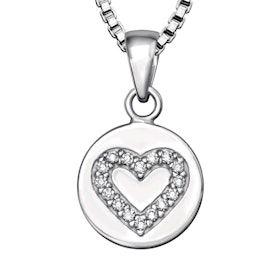 Halsband platta med Hjärta i äkta sterling silver
