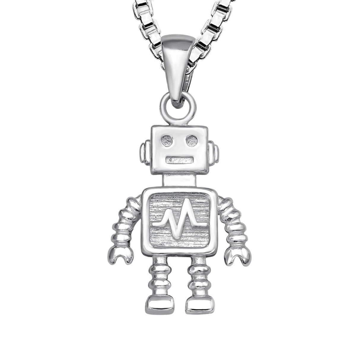 Barnhalsband Robot i silver - fint halsband till barn i äkta 925 sterling silver
