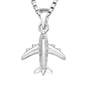 Doppresent till pojke med Flygplan - halsband i äkta silver