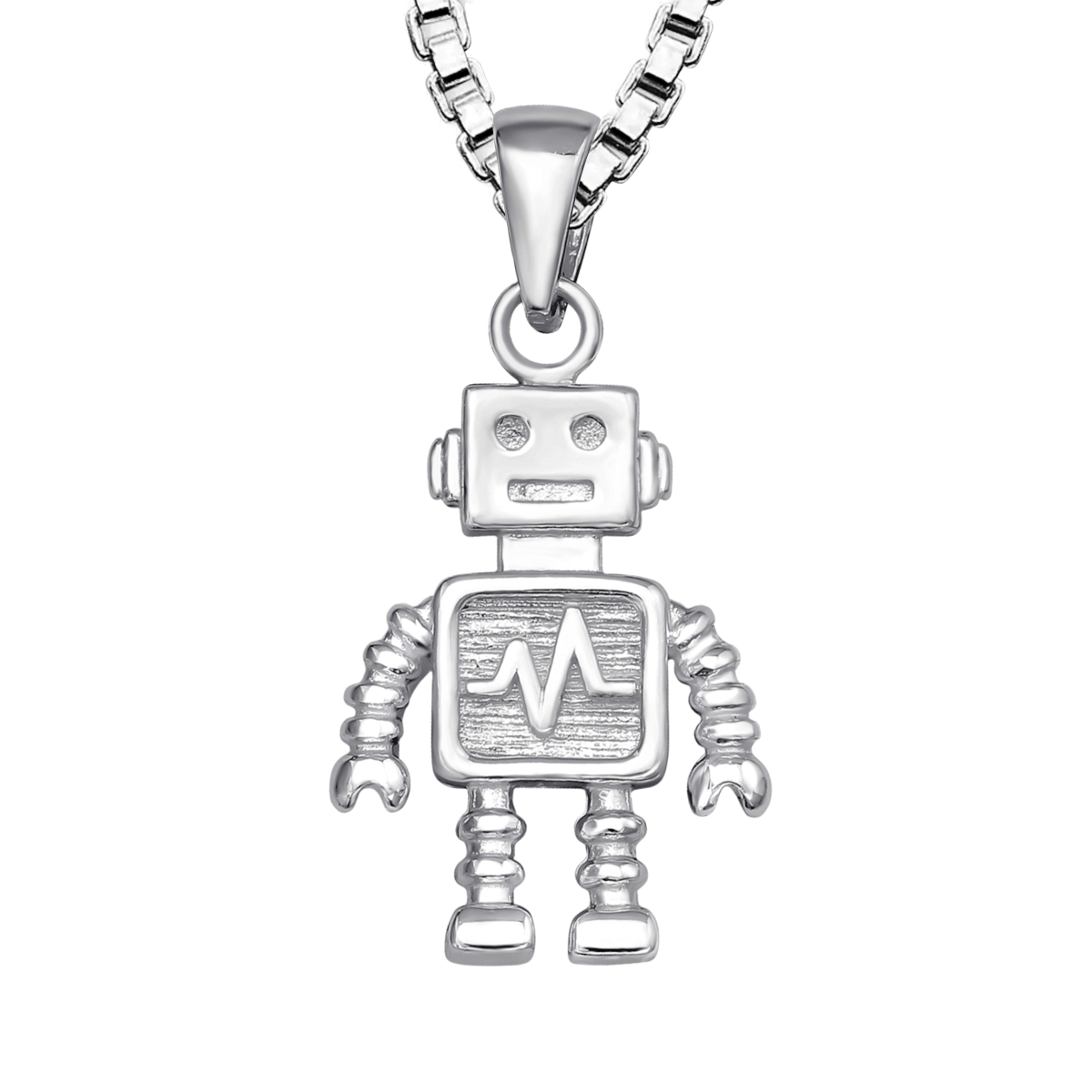 Doppresent till pojke med fint smycke Robot - halsband i äkta 925 sterling silver