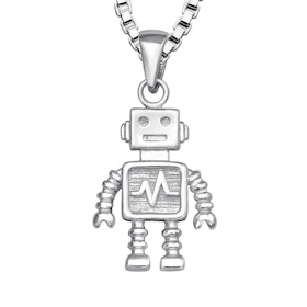 Doppresent till pojke med Robot - halsband i äkta silver