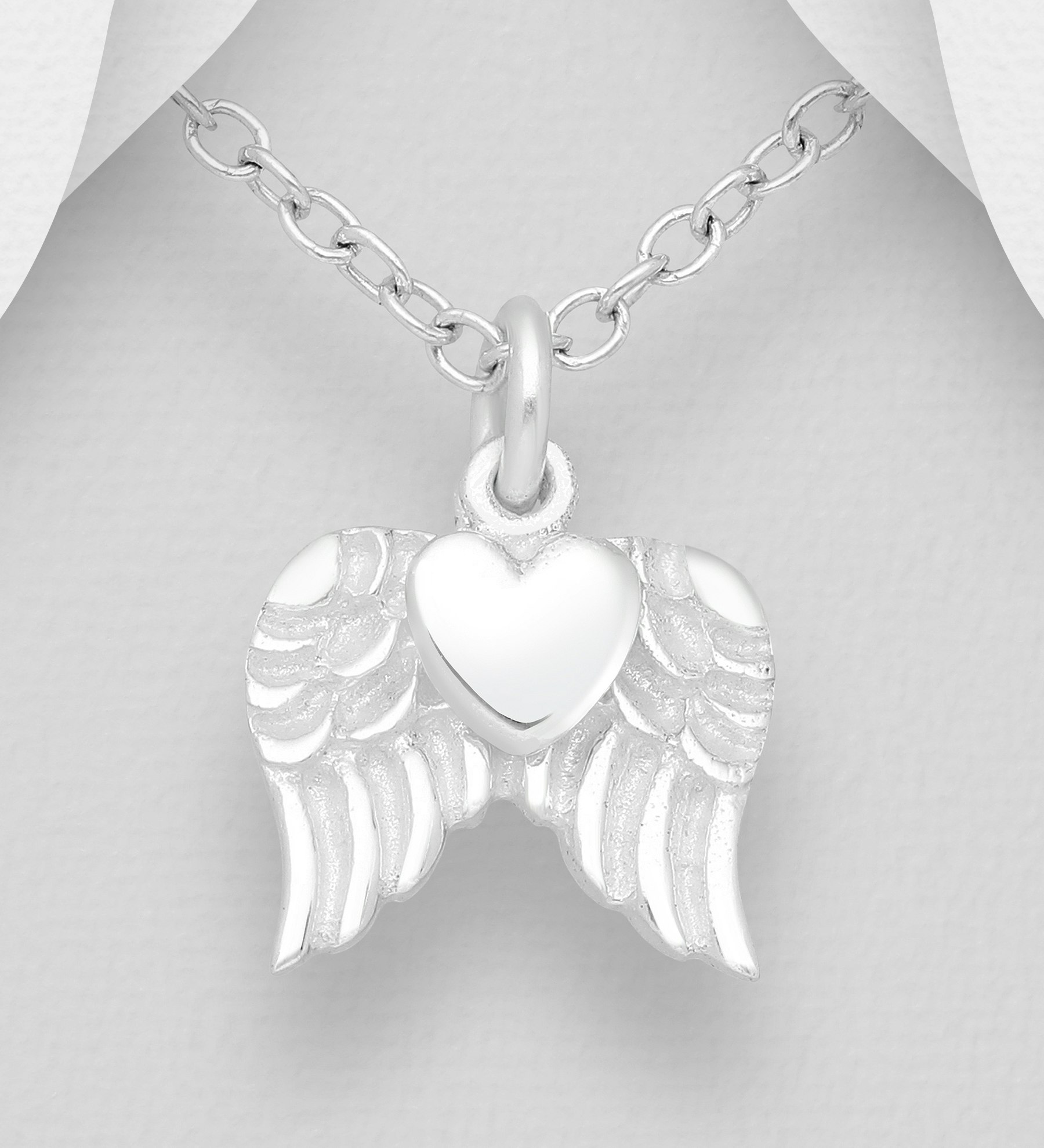 Halsband Änglavingar med hjärta - fint smycke i äkta 925 sterling silver