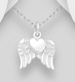 Halsband Änglavingar med hjärta - fint smycke i äkta silver