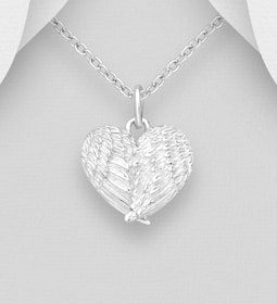 Halsband Hjärta av Änglavingar - fint smycke i äkta silver