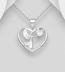 Halsband Ängel - Hjärta med Ängel i som håller i ett hjärta