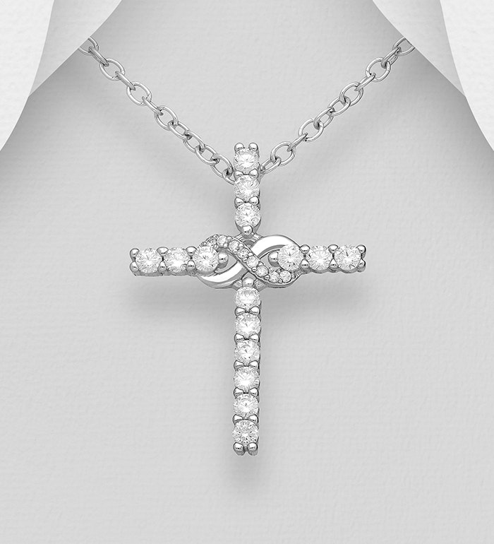Halsband med Kors till tjej/ dam - vackert Silverkors med evighetstecken i äkta 925 silver