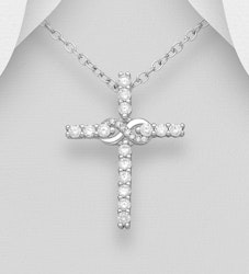 Halsband med kors - glittrande Silverkors m. evighetstecken