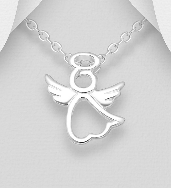 Halsband Ängel - smycke med flygande Skyddsängel i söt design och äkta 925 sterling silver - till vuxen eller barn