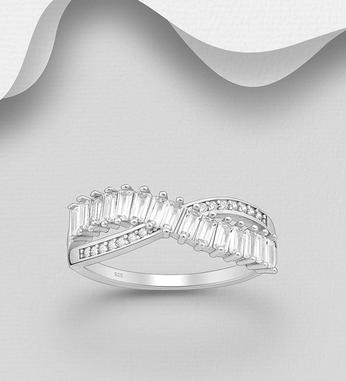 Silverring Elegant design med Cubic Zirkonia stenar - fina ringar till tjej/ dam i äkta 925 sterling silver