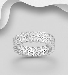 Silverring bladformade Cubic Zirkonia stenar - äkta silver