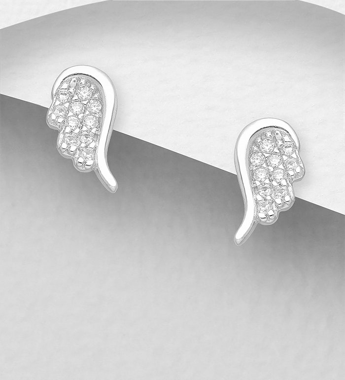 Silverörhängen Änglavingar - söta örhängen fulla av glittrande stenar -  Doppresenter, Silversmycken till vuxen & barn - Fri Frakt Sweethearts.