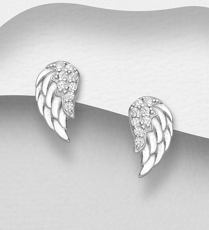 Silverörhängen Änglavingar i elegant design med stenar - Snygga & fina örhängen i äkta sterling silver