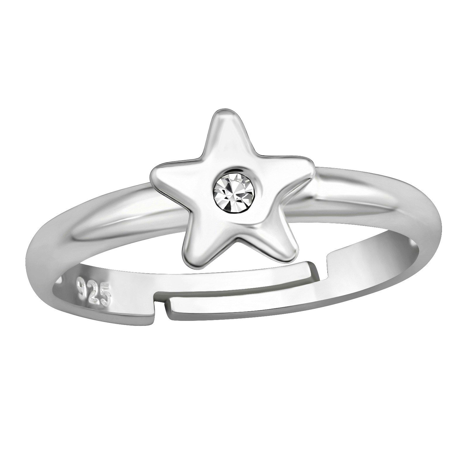 Barnring Stjärna - söt justerbar ring till barn i äkta 925 sterling silver