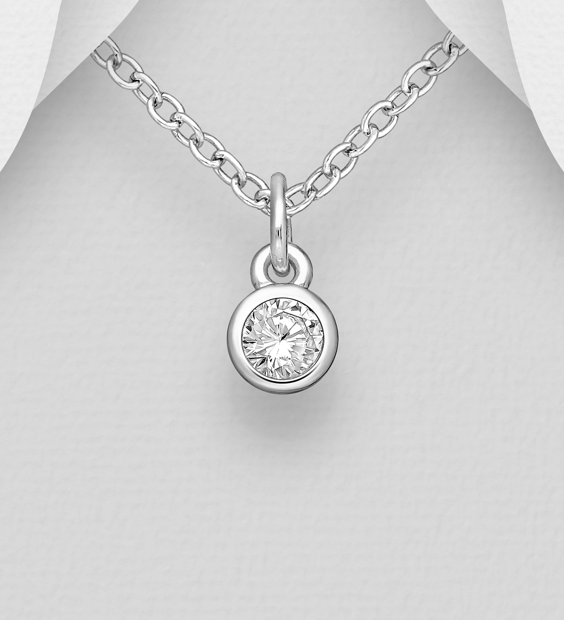 Månadssten April - halsband till barn i äkta silver - smycke med månadsstenar