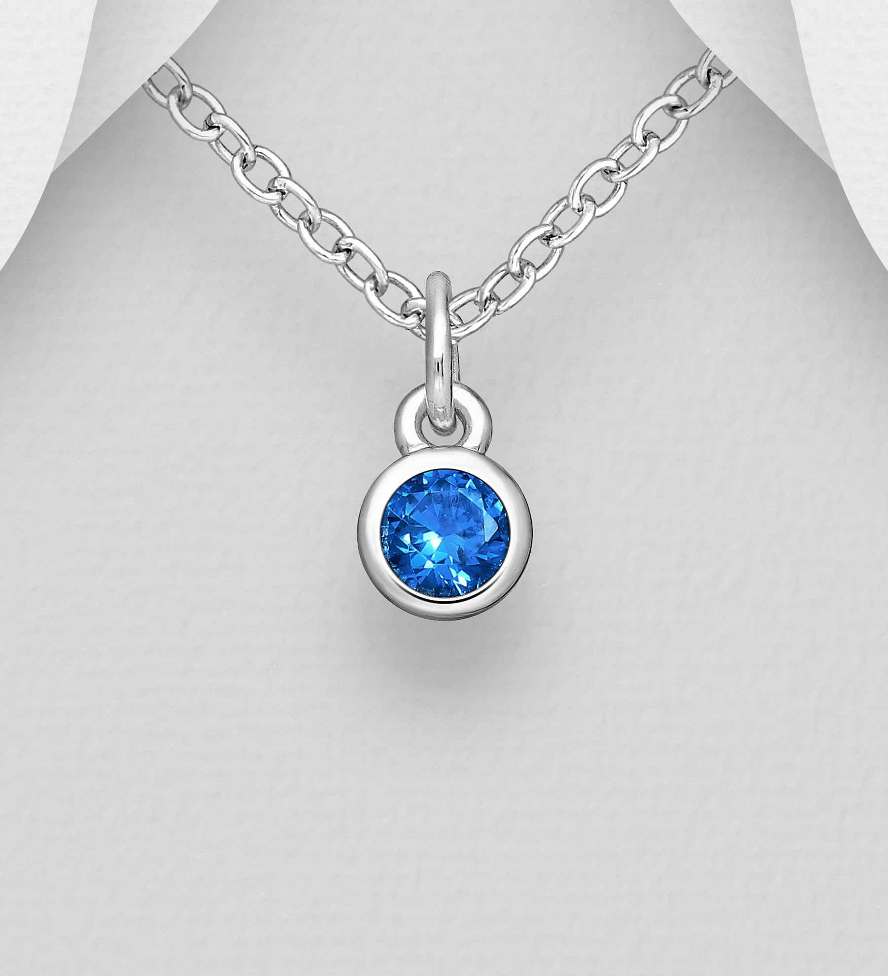 Månadssten September - halsband till barn i äkta silver - smycke med månadsstenar