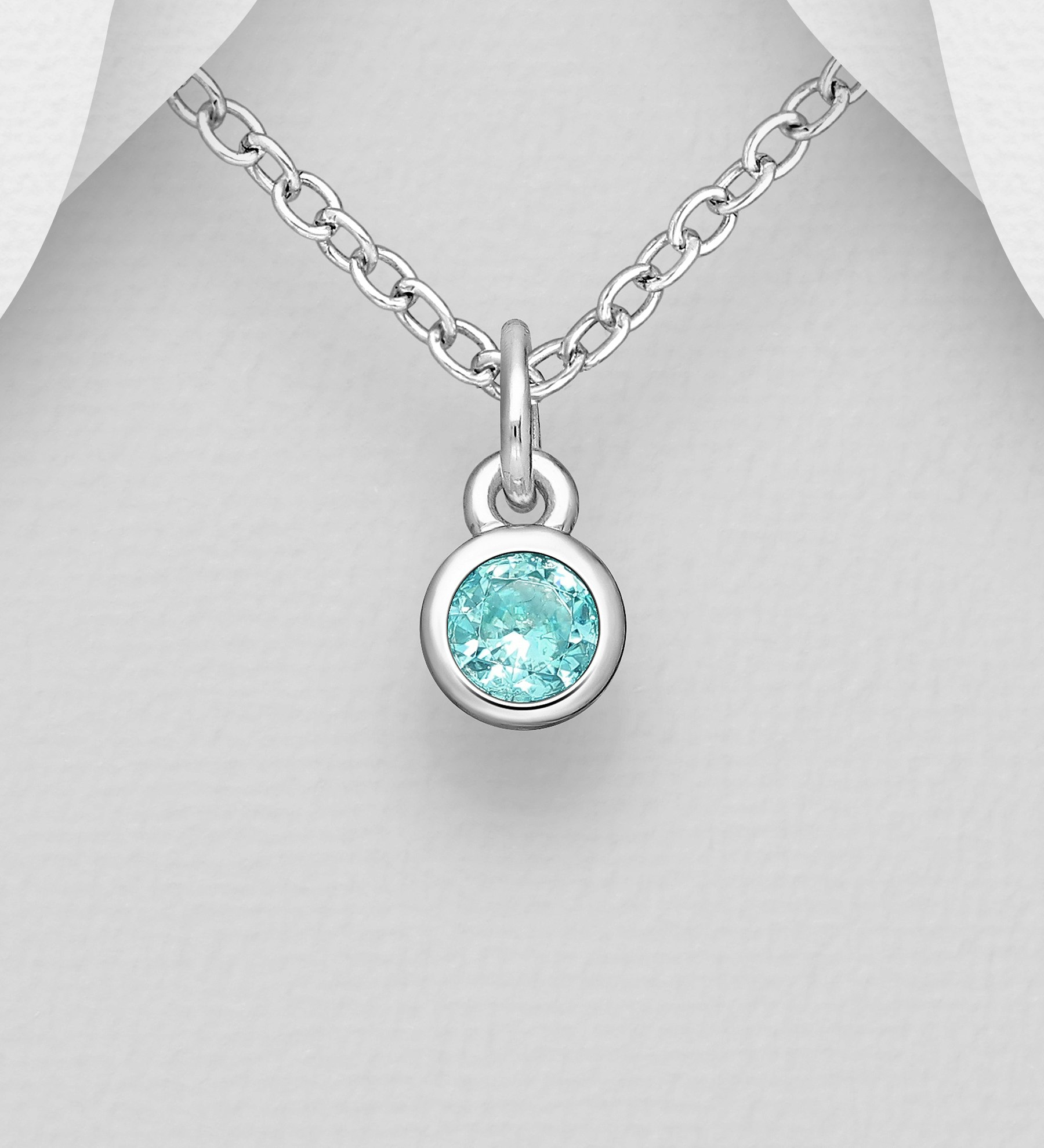 Månadssten December - halsband till barn i äkta 925 silver - smycke med månadsstenar