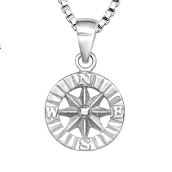 Doppresent till pojke med Kompass - halsband i äkta silver